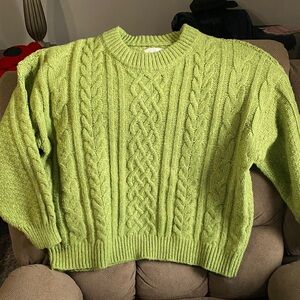 LC Lauren Conrad Vibrant Green Cable Knit Sweater